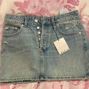 Zara Faded Blue Denim Mini Skirt